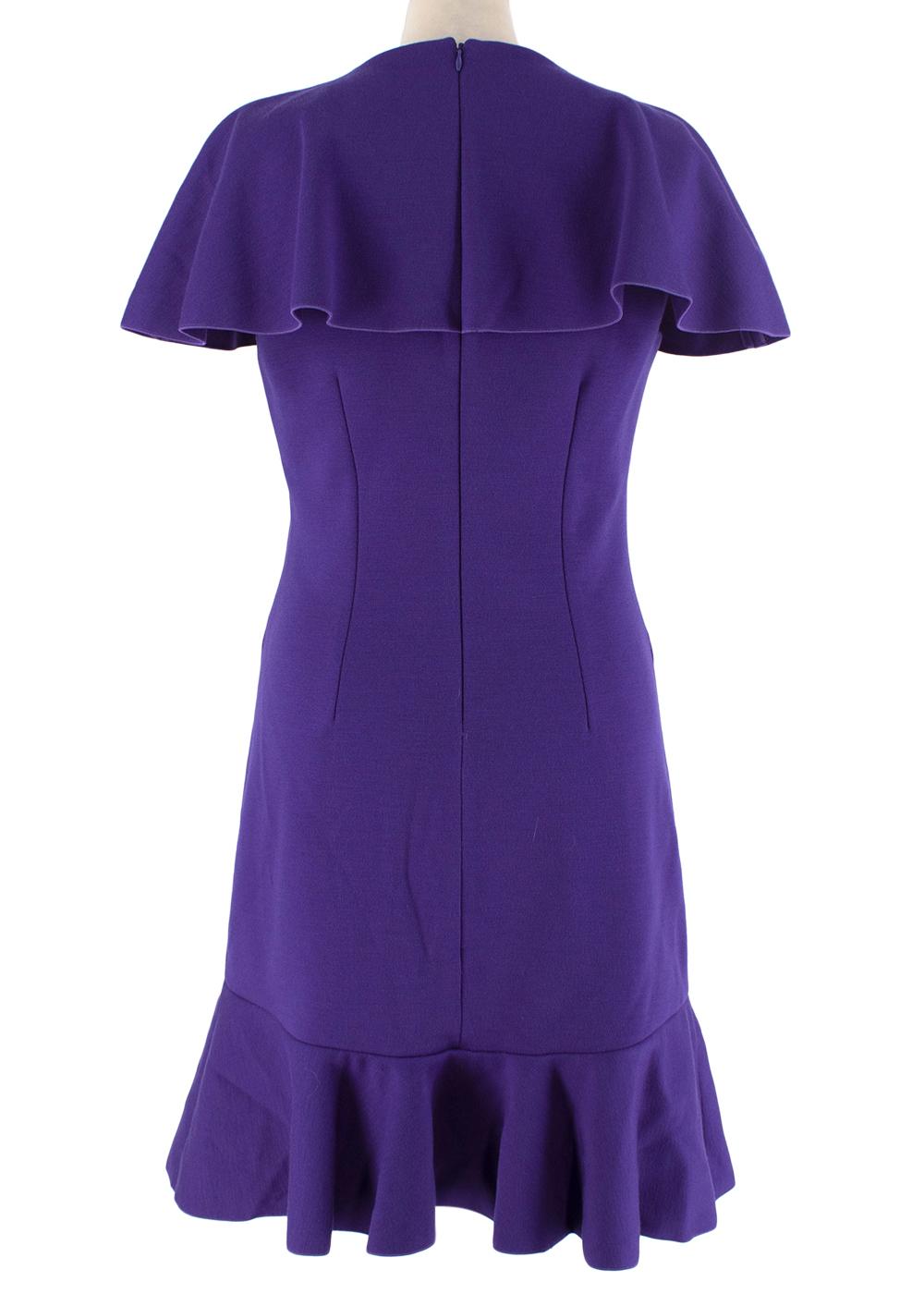 Alexander McQueen Violet Wool Jersey Frill Hem Dress