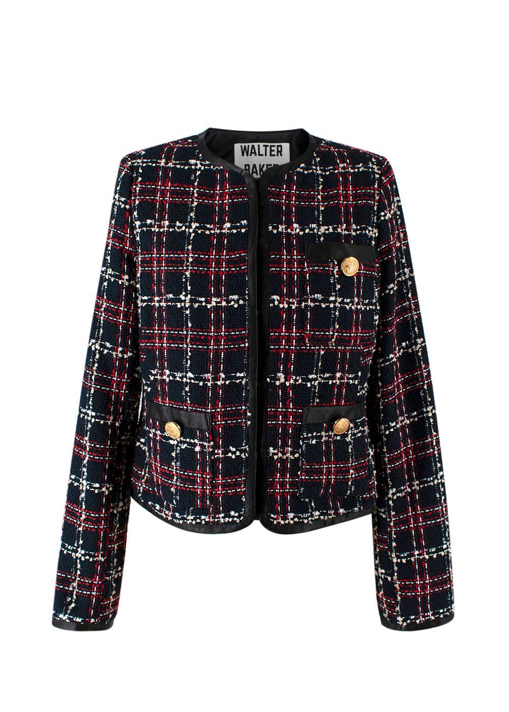 Walter Baker Red and Navy Checkered Tweed Jacket