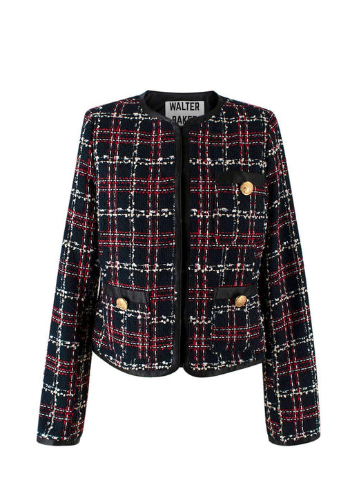 Walter Baker Red and Navy Checkered Tweed Jacket