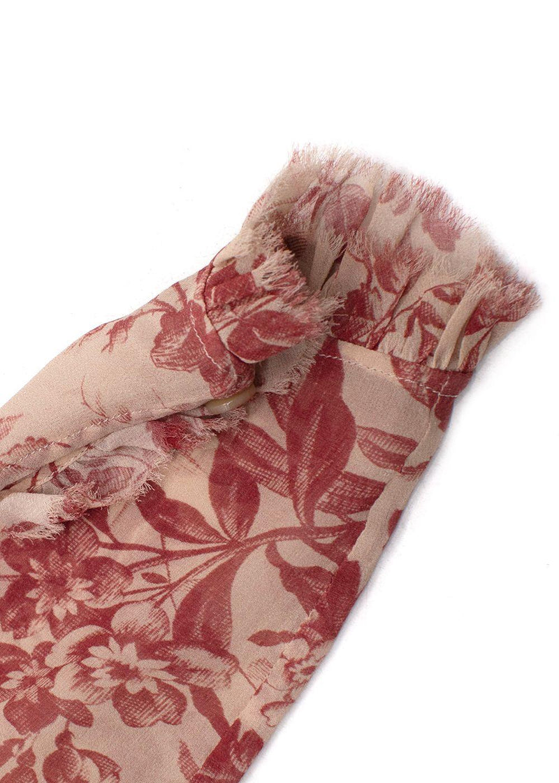 Gucci Floral Print Sheer Pussybow Silk Blouse