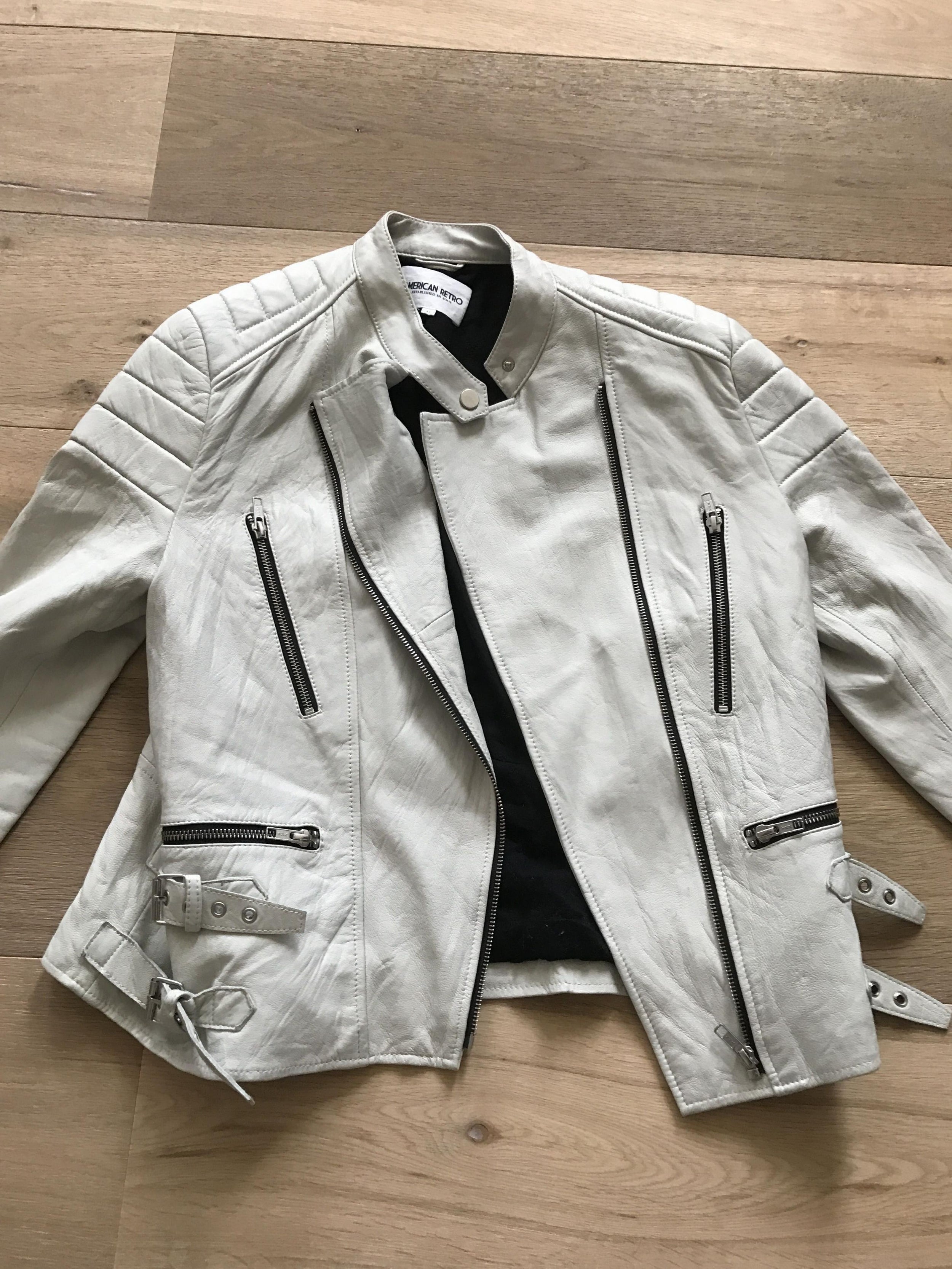 American Retro White Lamb Leather Jacket