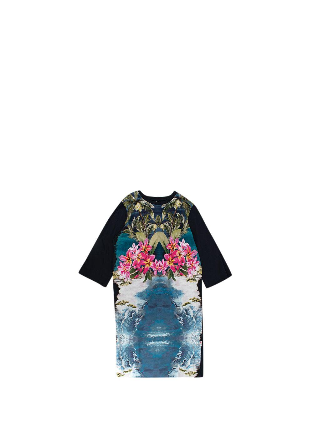 Kids 14Y Floral Palm-Tree Print Long Sleeved Cotton Dress