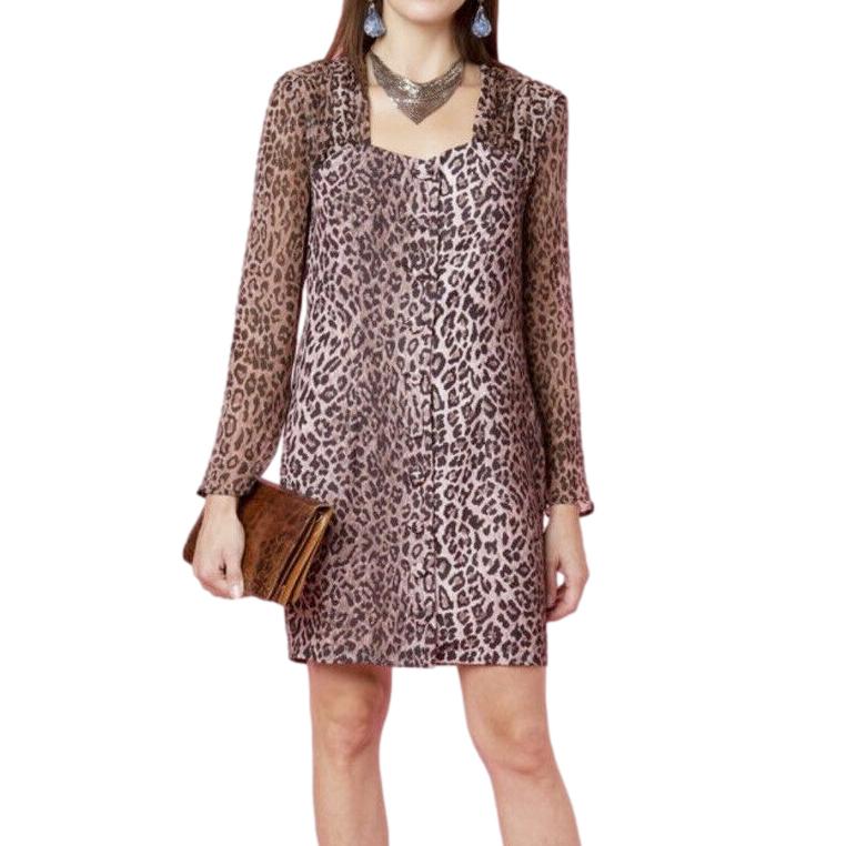 Rixo Julianne Leopard Print Button Down Dress