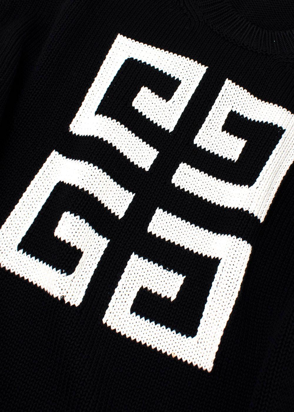 Givenchy Black Distressed Knitted Oversize Logo Jumper