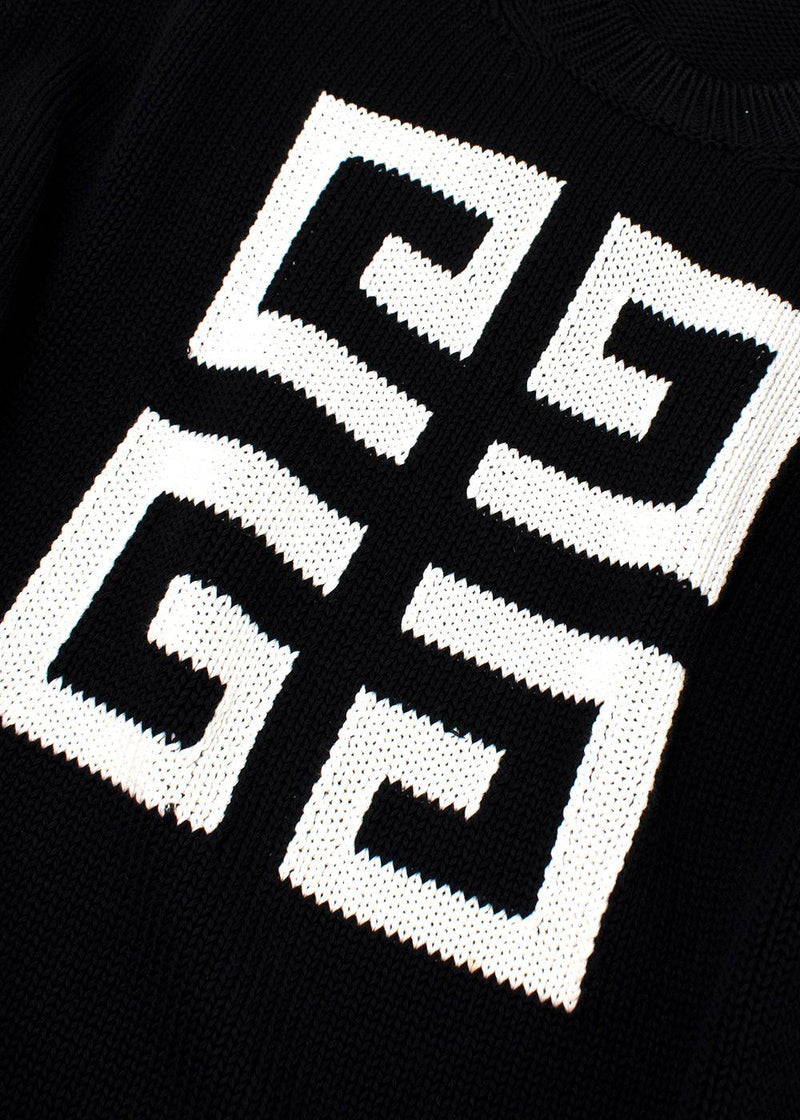 Givenchy Black Distressed Knitted Oversize Logo Jumper