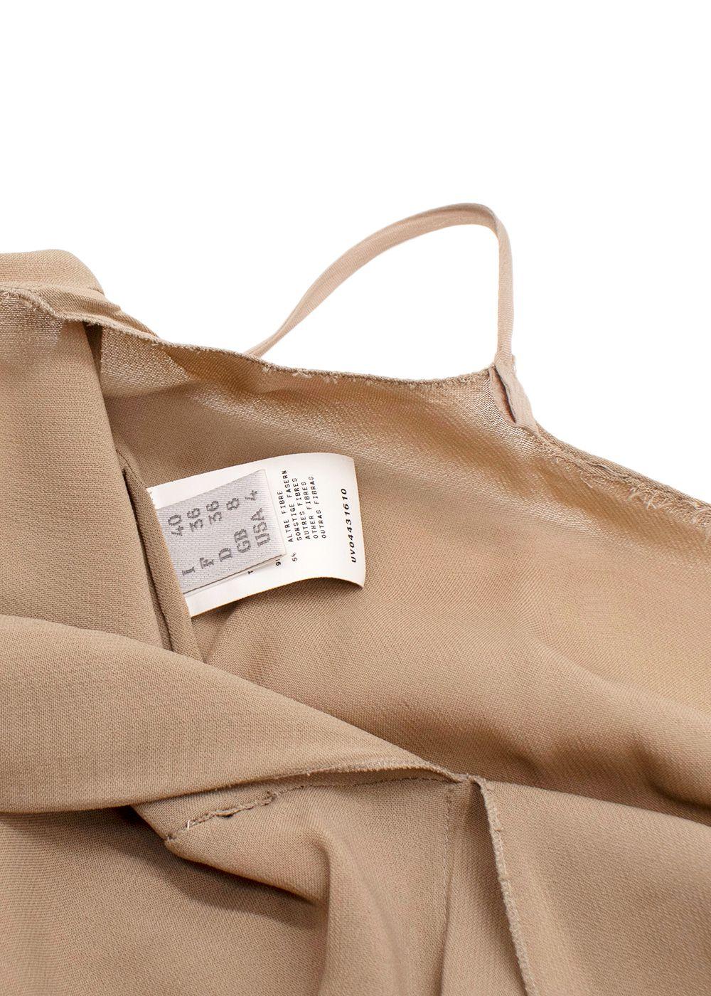 Alberta Ferretti Camel Silk Chiffon Draped Midi Dress