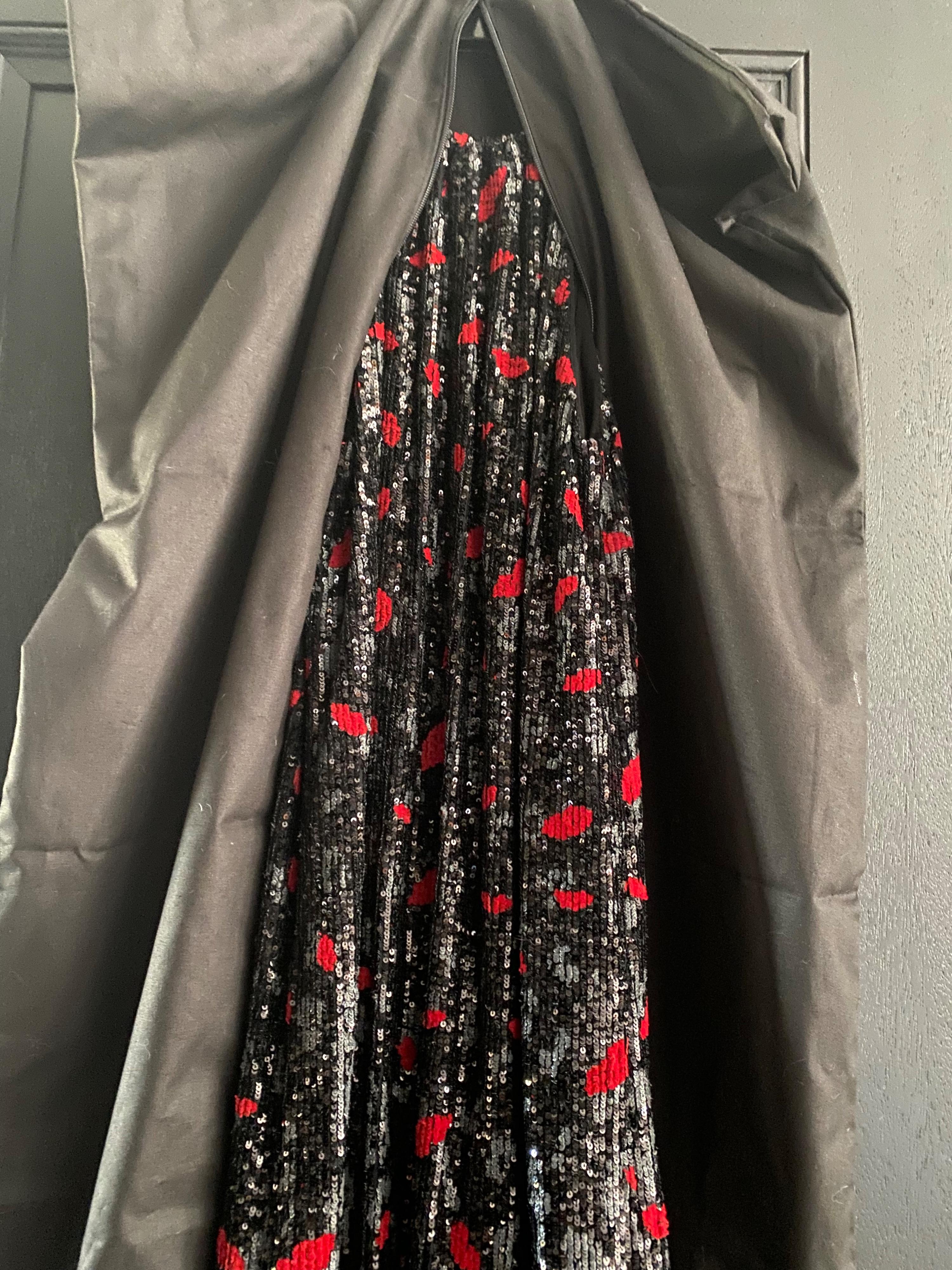 Black & red polka dot sequin dress