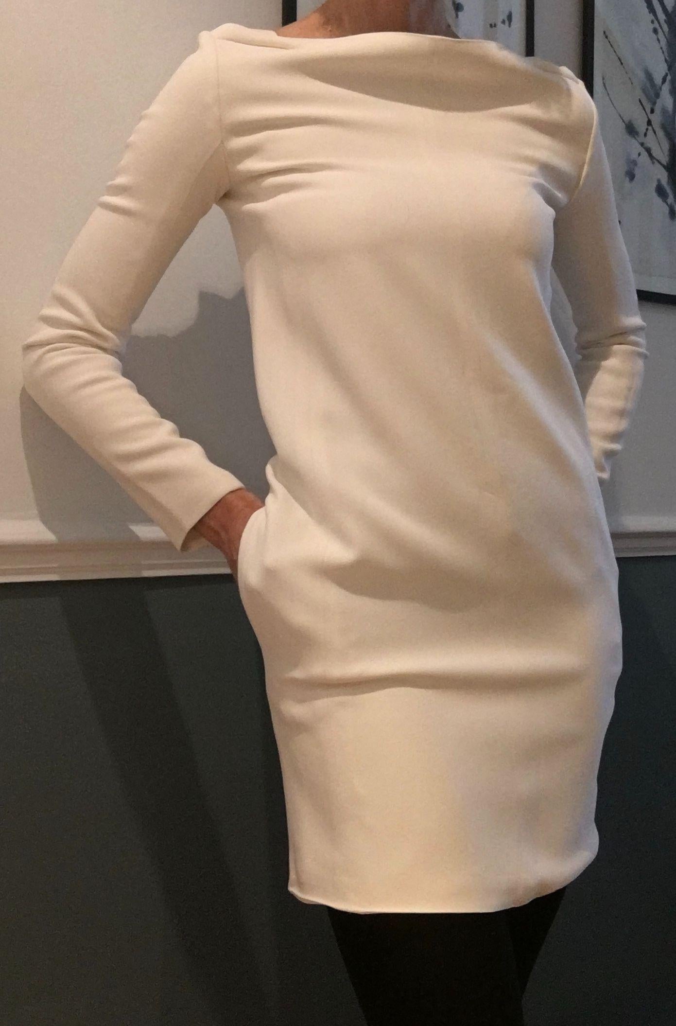 Cream crepe shift dress