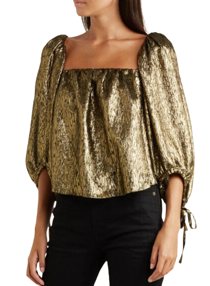 Saint Laurent Metallic Jacquard Silk Blouse