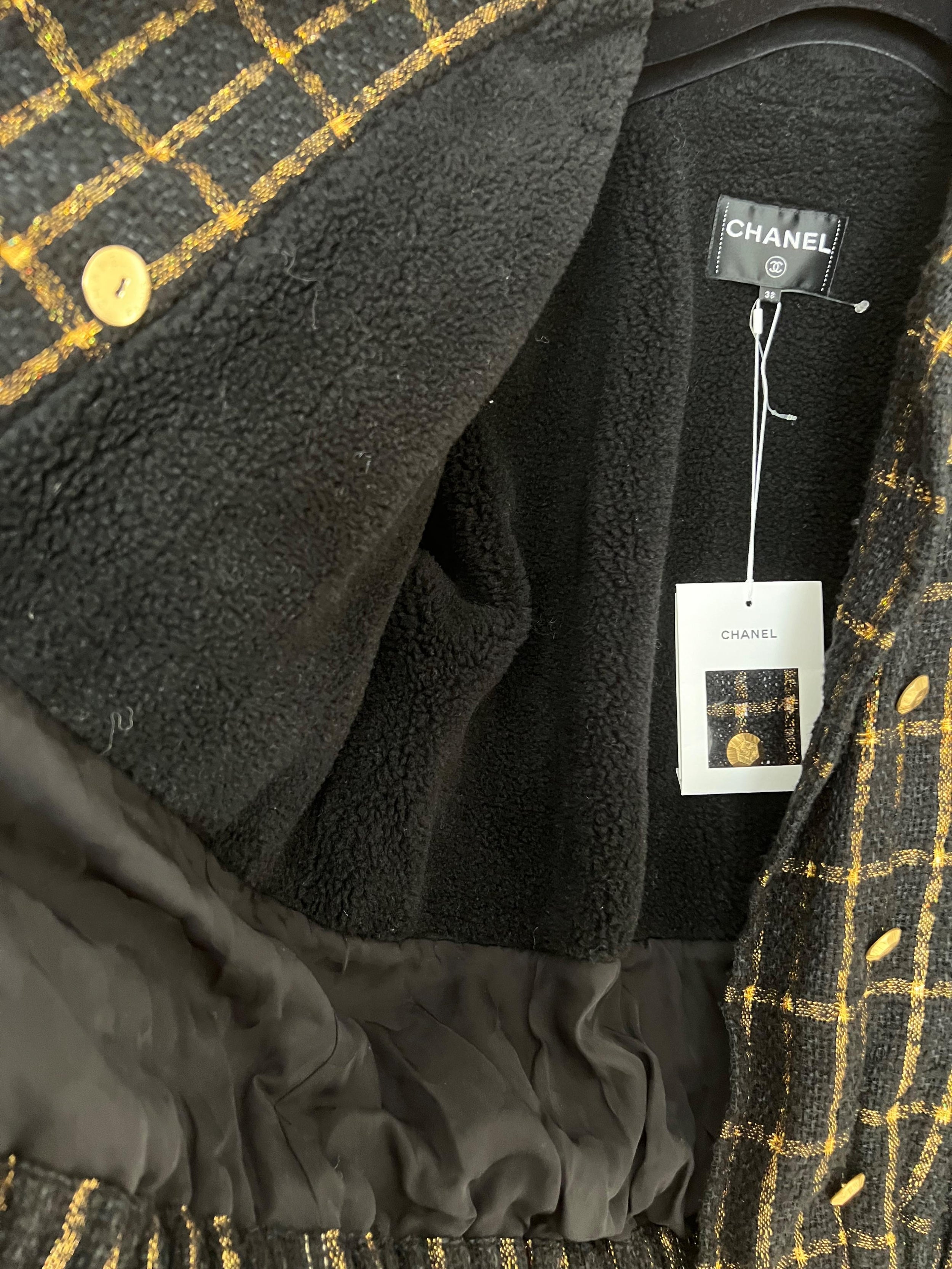 Black And Gold Wool Bomber Jakcet