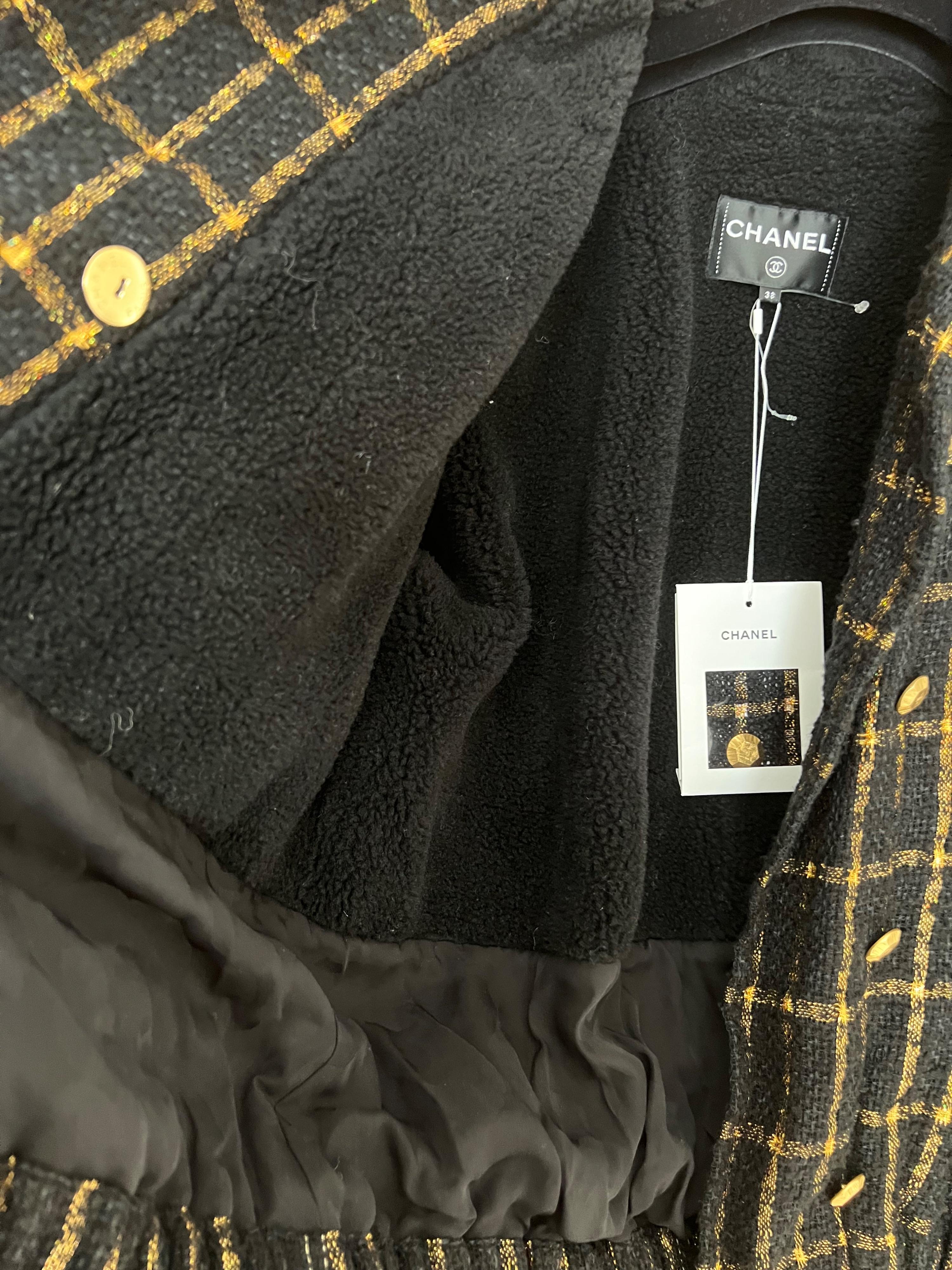 Black And Gold Wool Bomber Jakcet