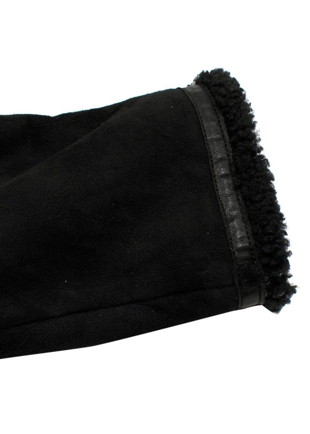 Joseph Black Shearling Hooded Biker Jacket