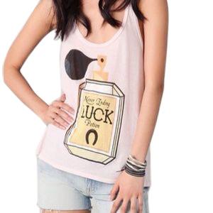 NEW Wildfox Never Ending Luck Baby Pink Tank Top