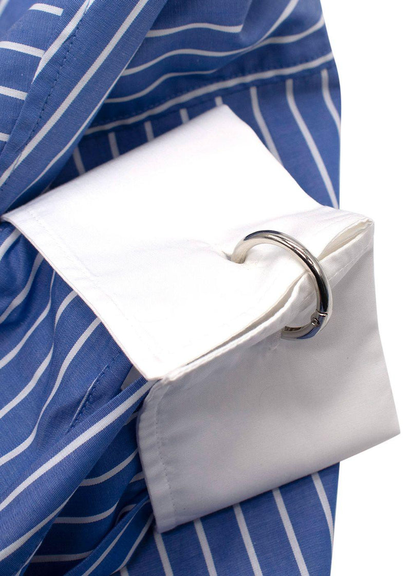 Marques Almeida Blue Contrast Collar Stripe Shirt