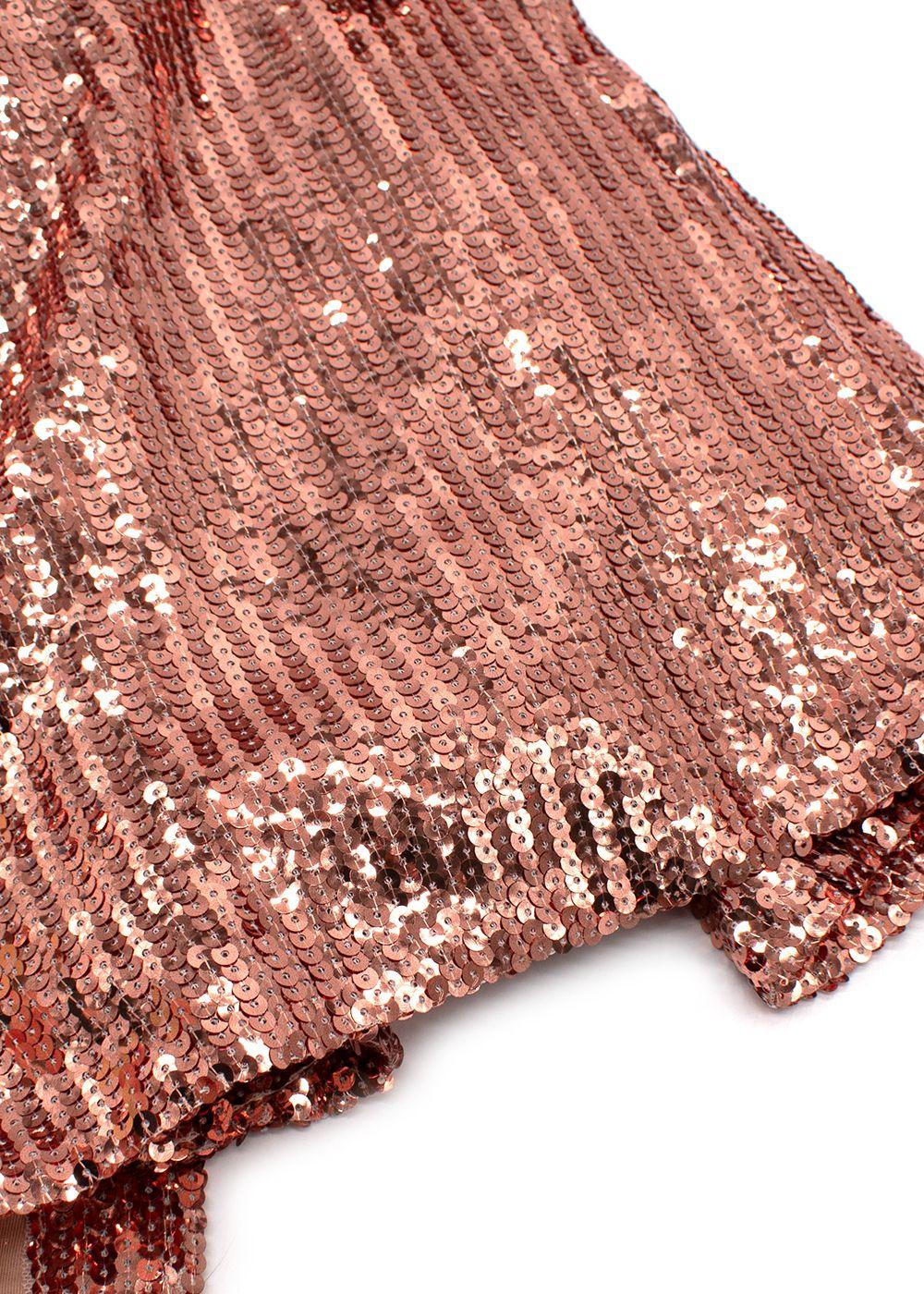 Galvan Rose Gold Mirror Sequin Valletta Dress