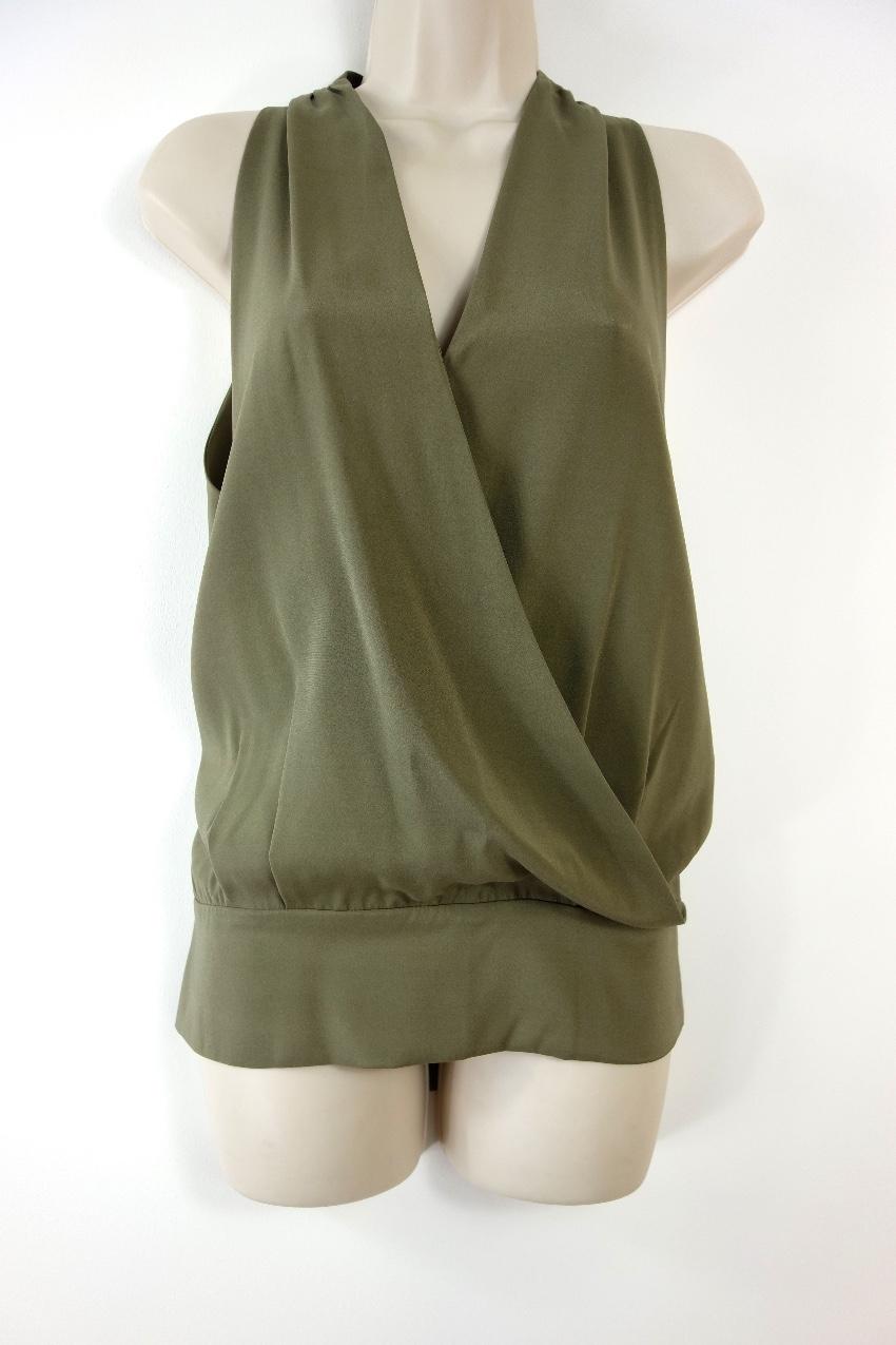 Ramy Brook Green Sleeveless Silk Wrap Style Top