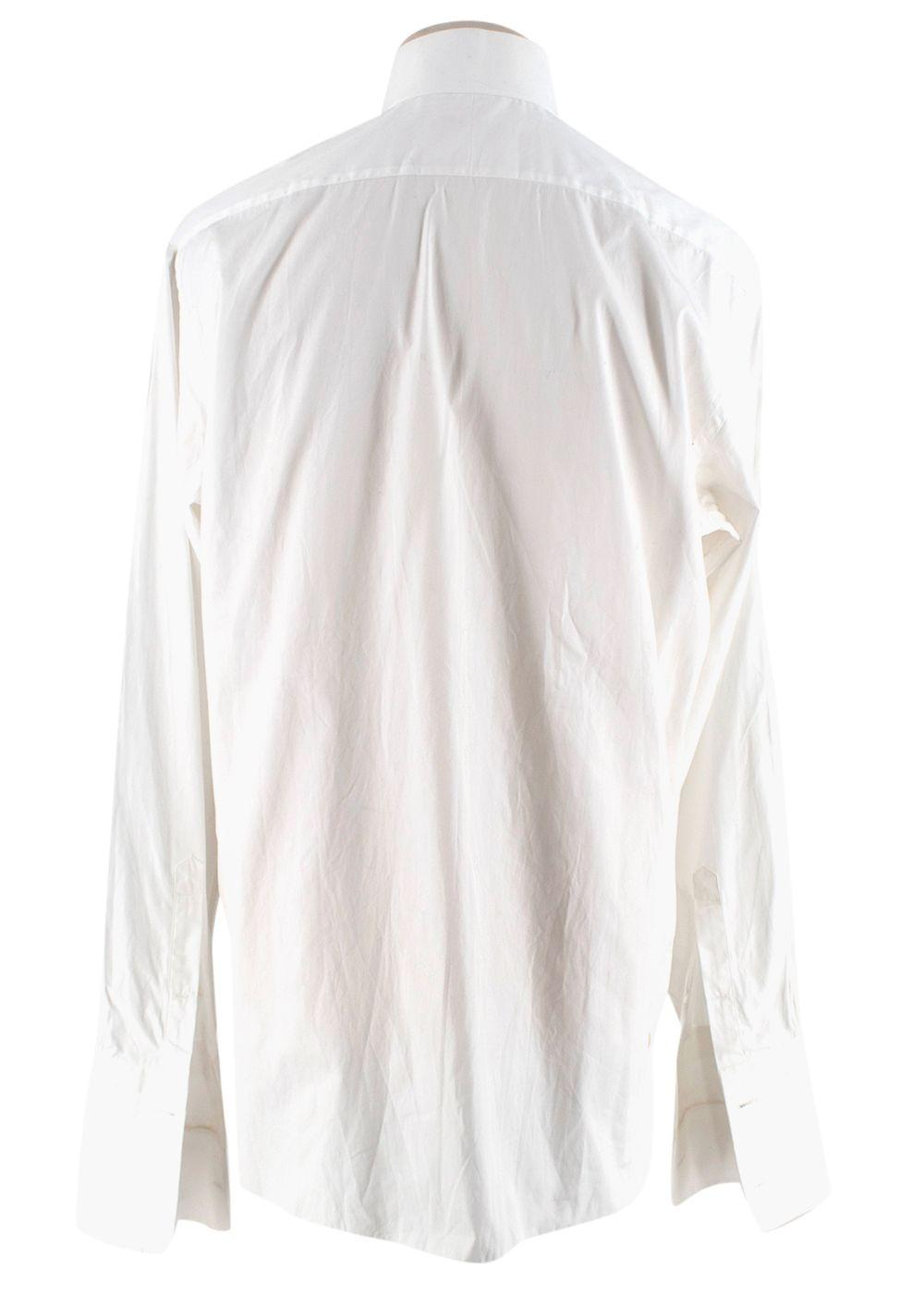 Tom Ford White Cotton Pleated Tuxedo Shirt