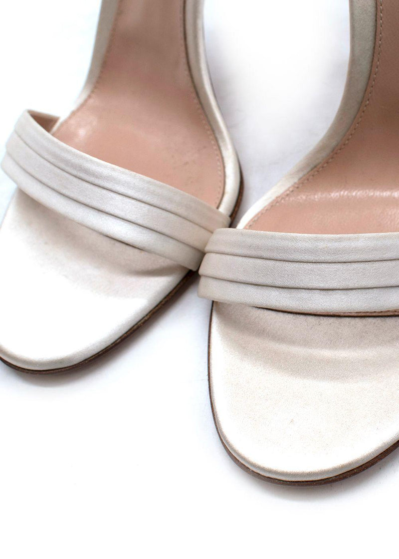 Gianvitto Rossi Cream Portofino Crystal Embellished Satin Heels