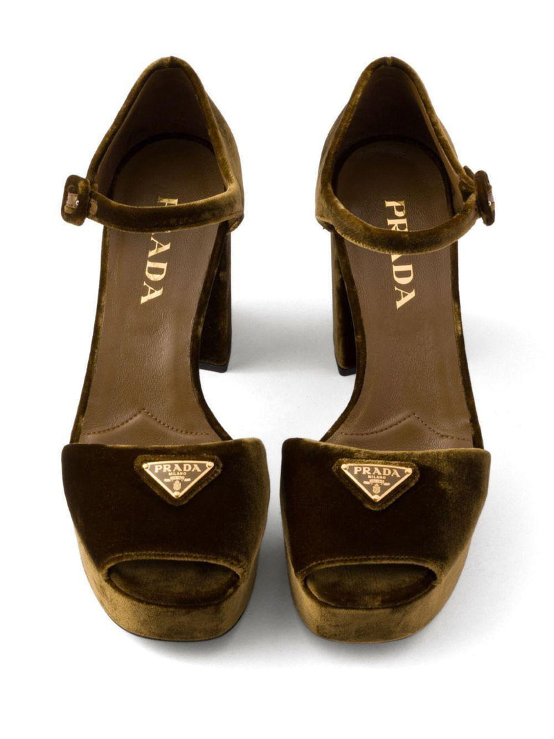 Prada Velvet Peep Toe Sandals