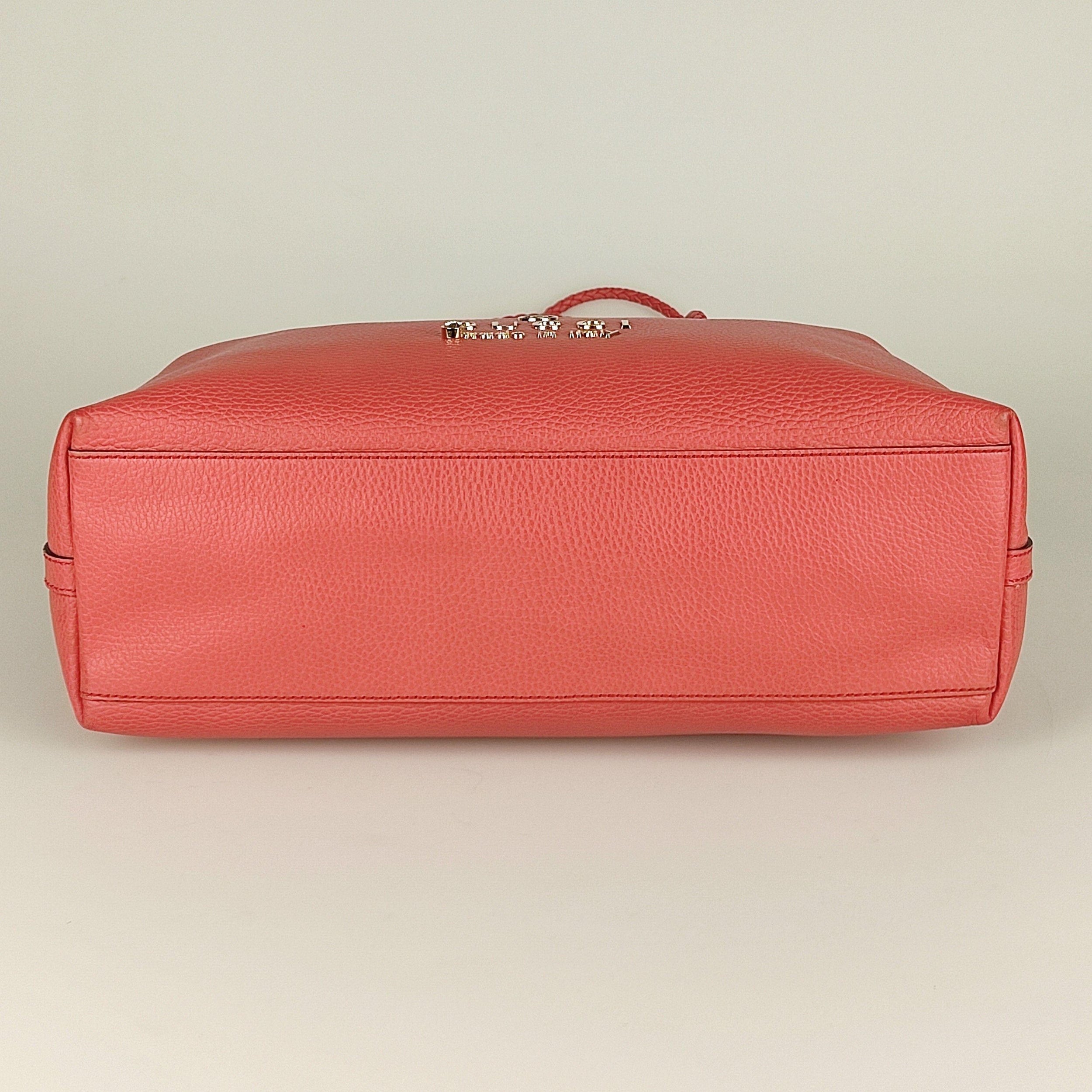 Vintage pink leather tote bag