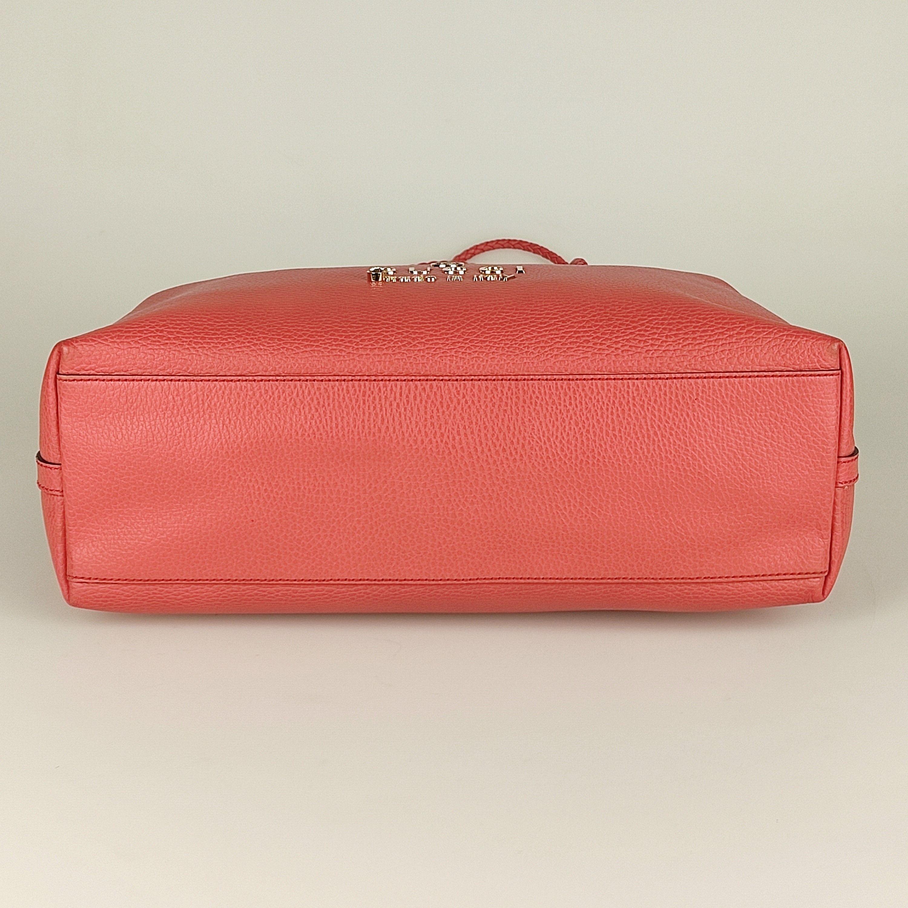 Vintage pink leather tote bag