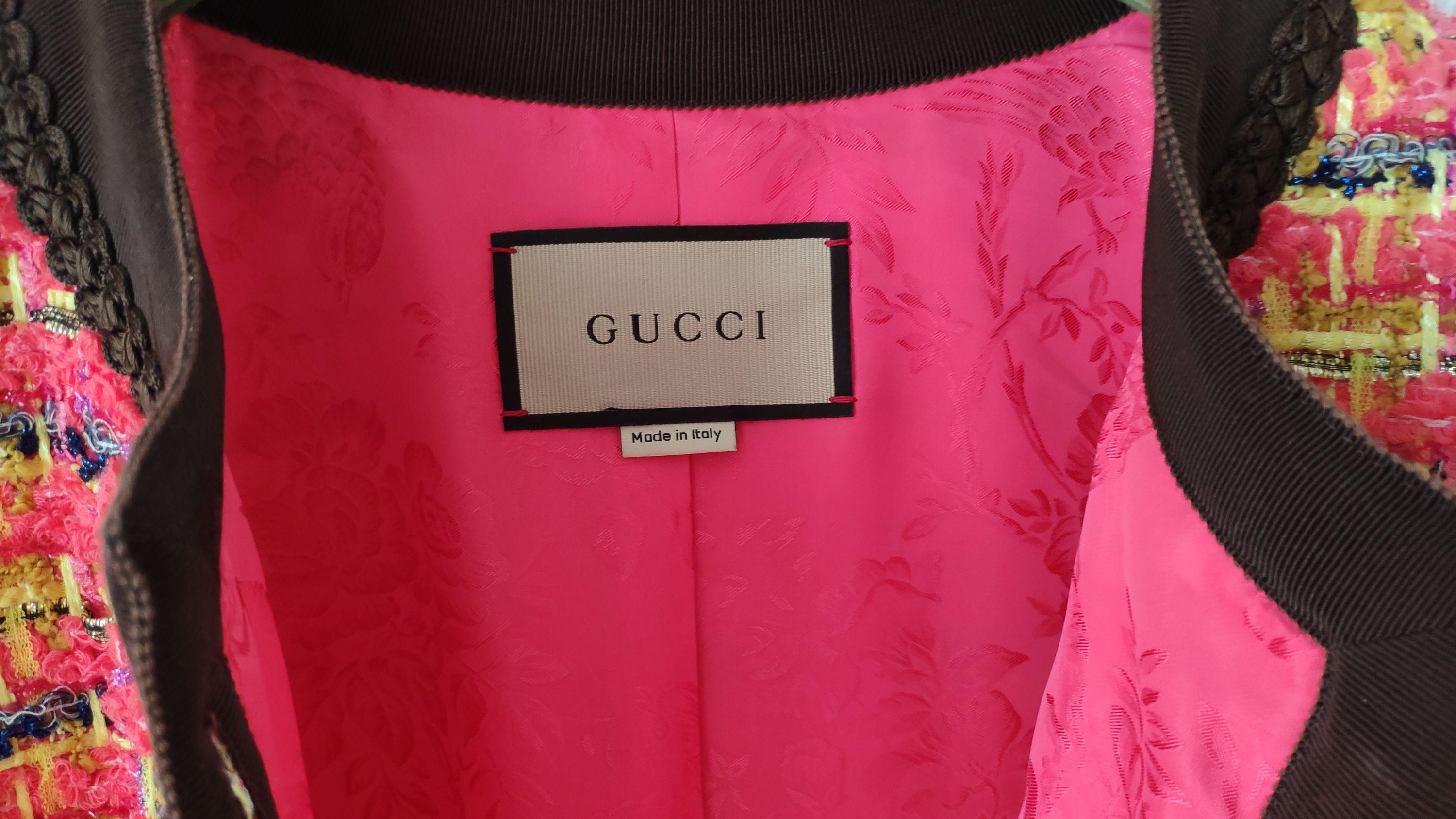 Gucci Pink Tweed Longline Jacket
