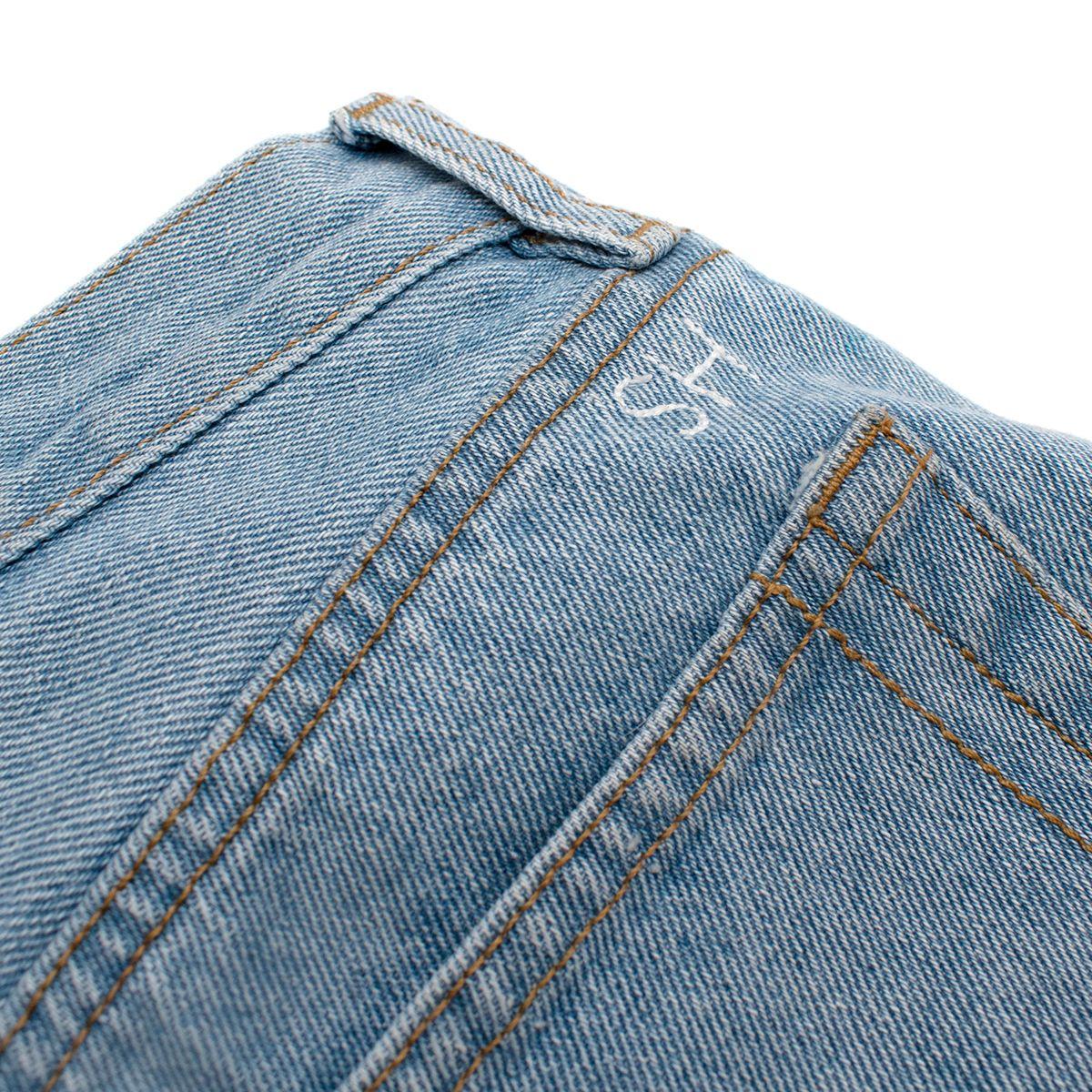 Vintage-Wash Sunset Painted Denim Shorts