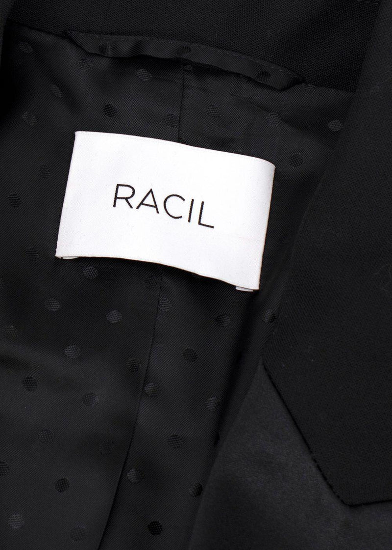 Racil Black Double Breasted Belted Tuxedo Blazer