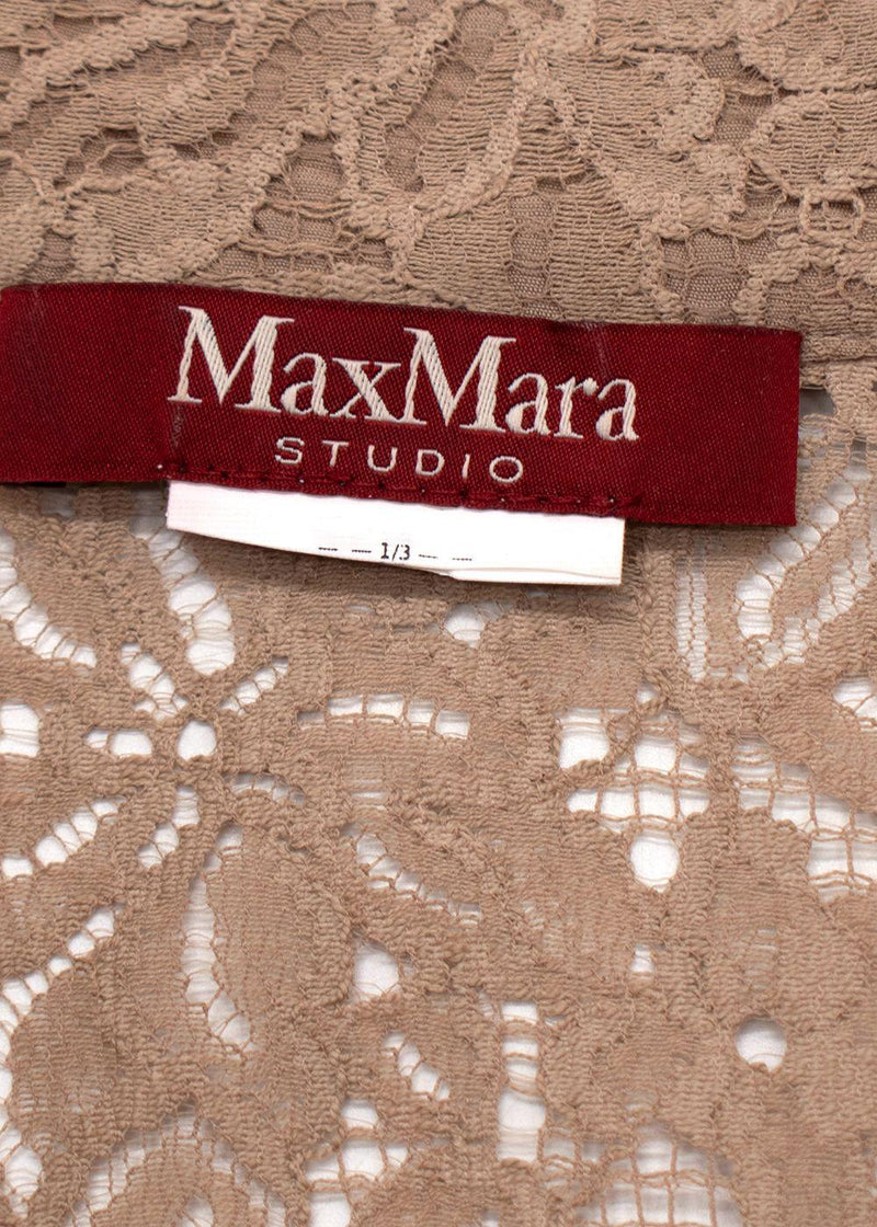Max Mara Beige Lace Midi Dress