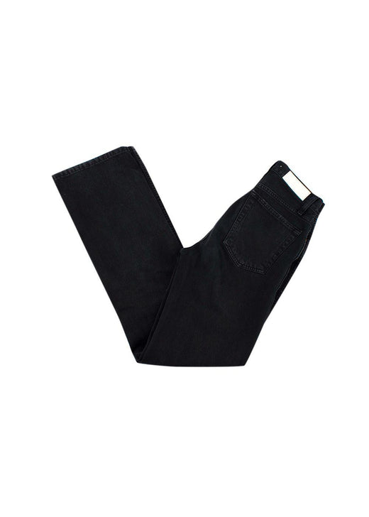 Black Distressed Straight Leg Jeans