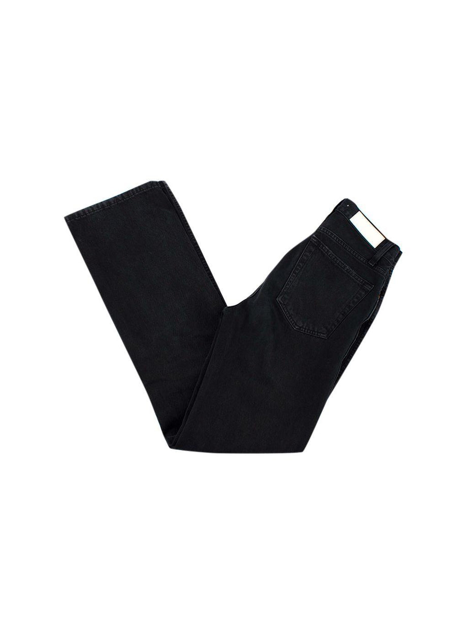 Black Distressed Straight Leg Jeans