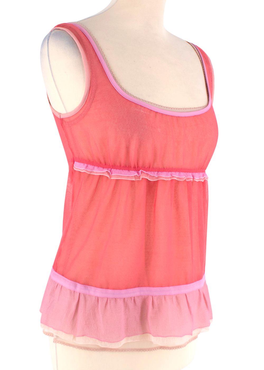 Chanel  Pink and Nude Sheer Net Double Top