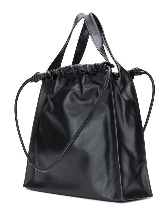 Black leather tote bag