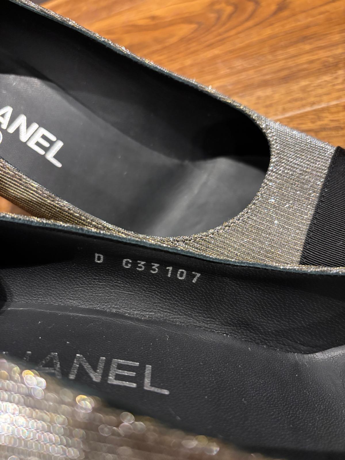 Chanel Silver Glitter Pumps