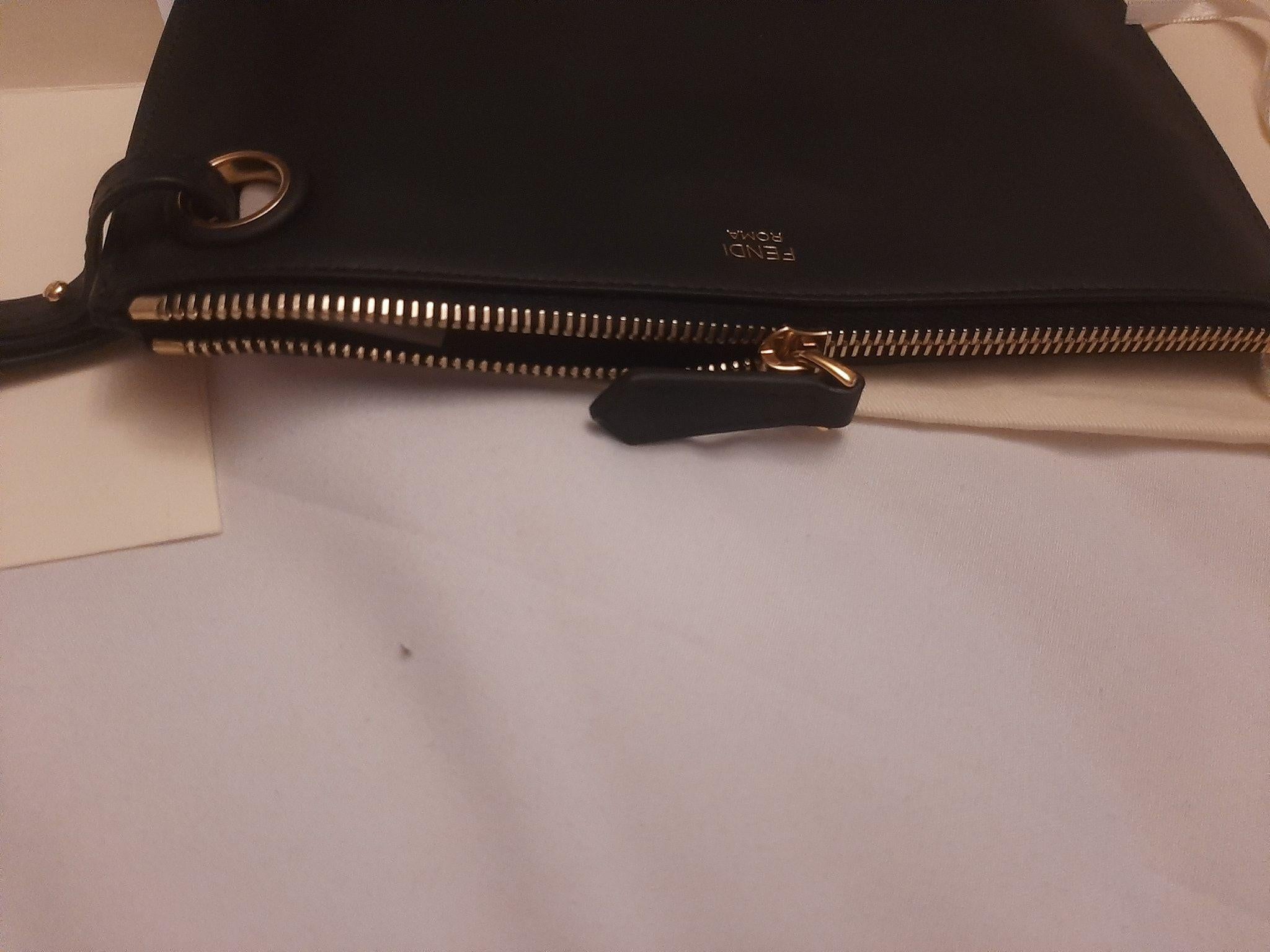 x Fila tricolour leather clutch bag