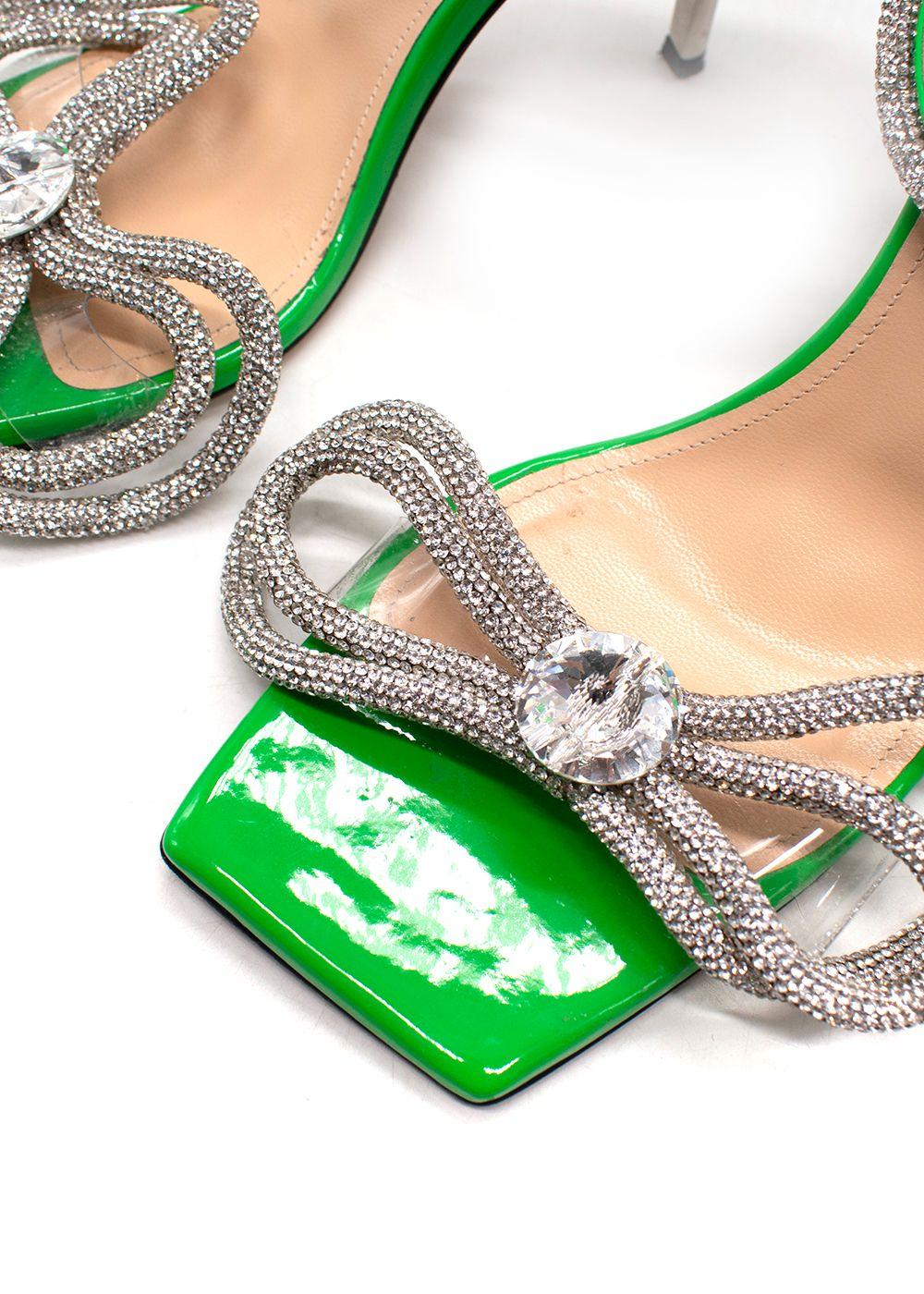 Mach & Mach Green Double Bow Crystal Pumps