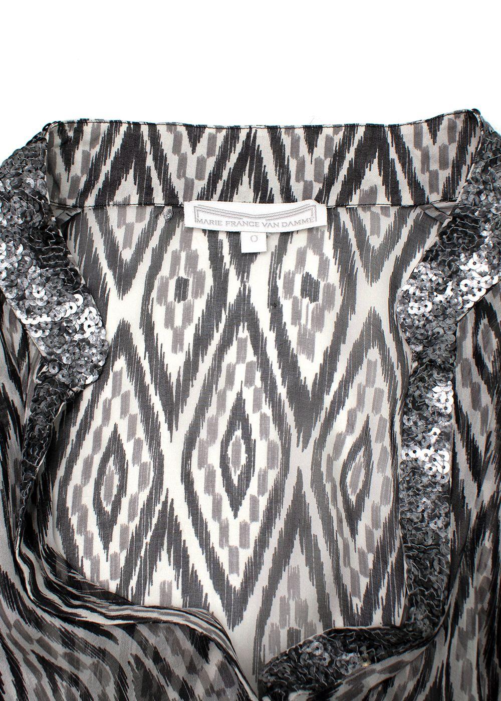 Marie France Van Damme Grey Long Sheer Silk Cover Up Dress