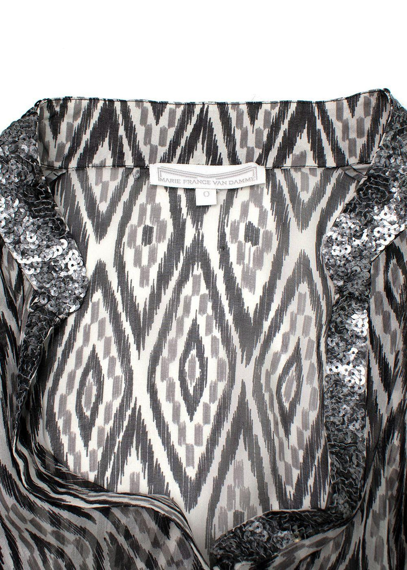 Marie France Van Damme Grey Long Sheer Silk Cover Up Dress