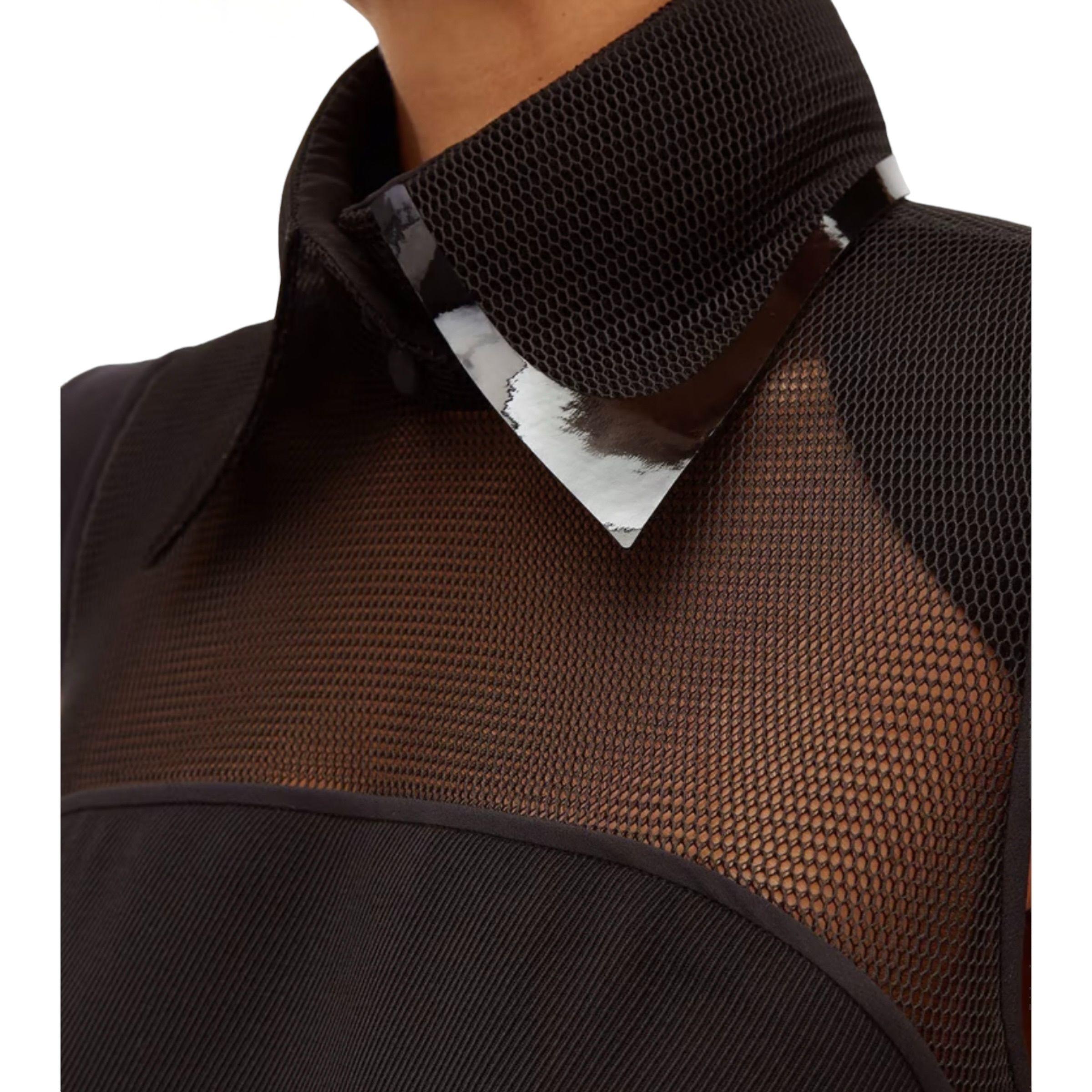 Pvc Layered Collar Mesh-panelled Wool Dress