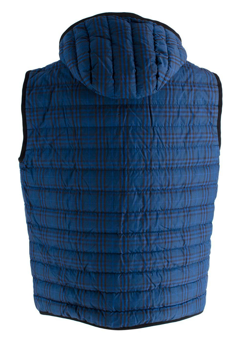 Burberry Blue Check Nylon Hooded Puffer Gilet