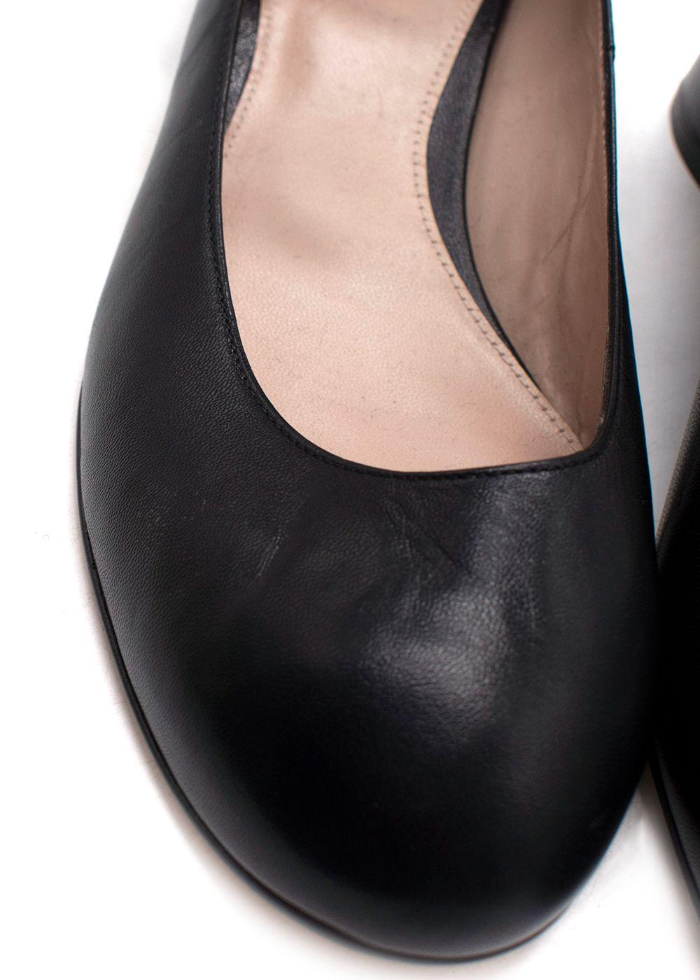 Stuart Weitzman Black Round Toe Ankle Strap Pumps
