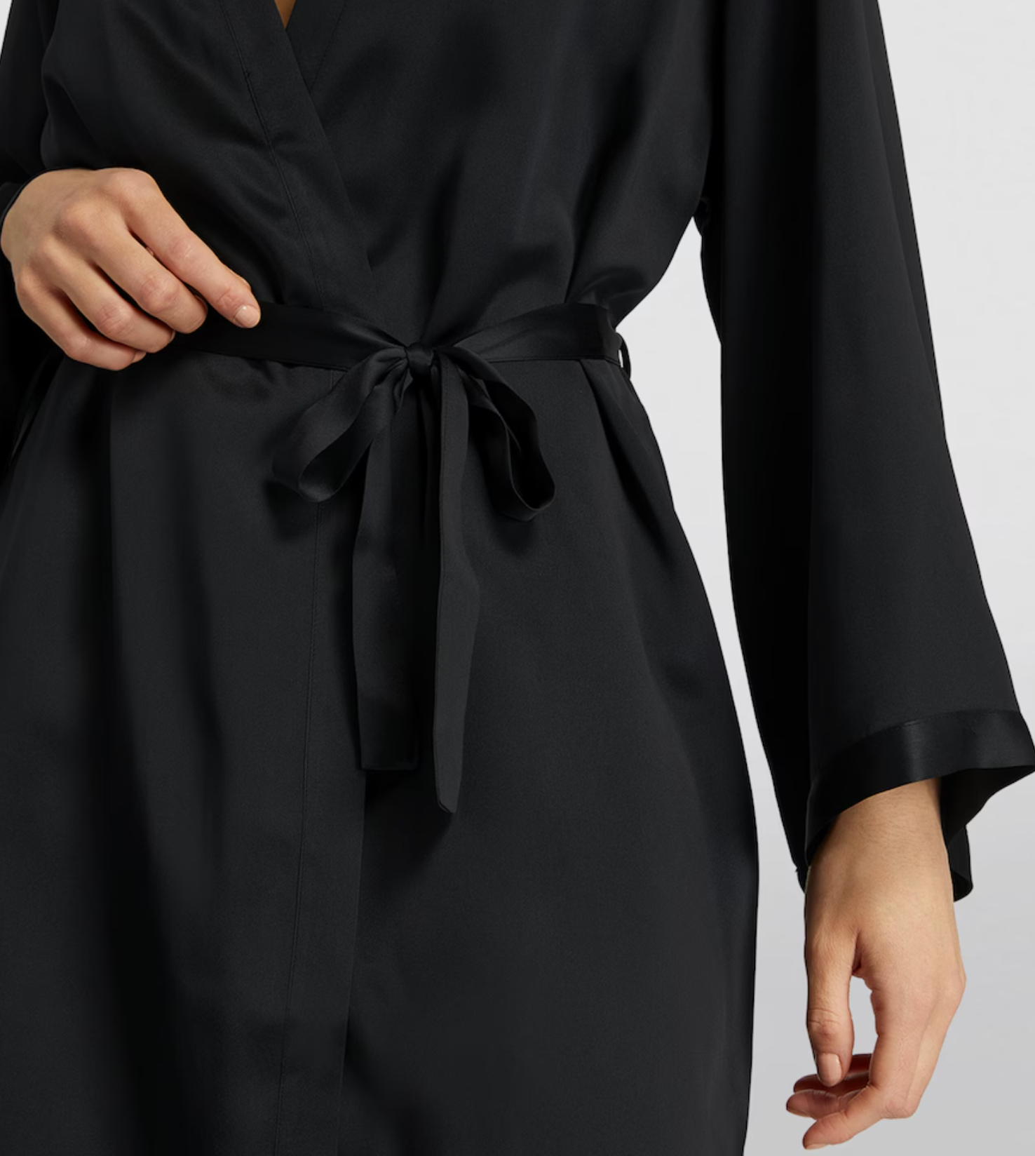 Marjolaine Silk Lace-Trim Robe