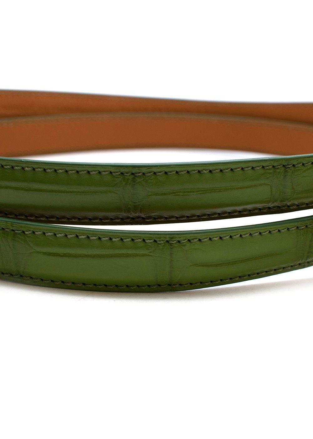 Green Crocodile Waist Belt - Size 75