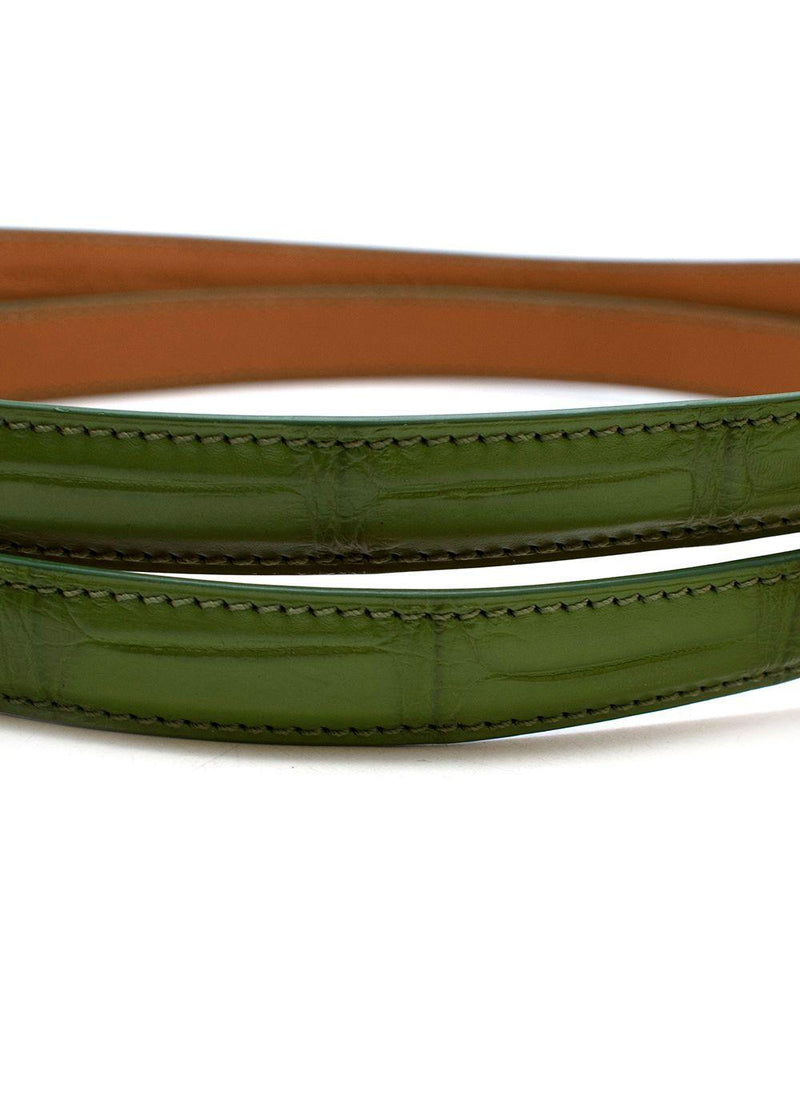 Green Crocodile Waist Belt - Size 75