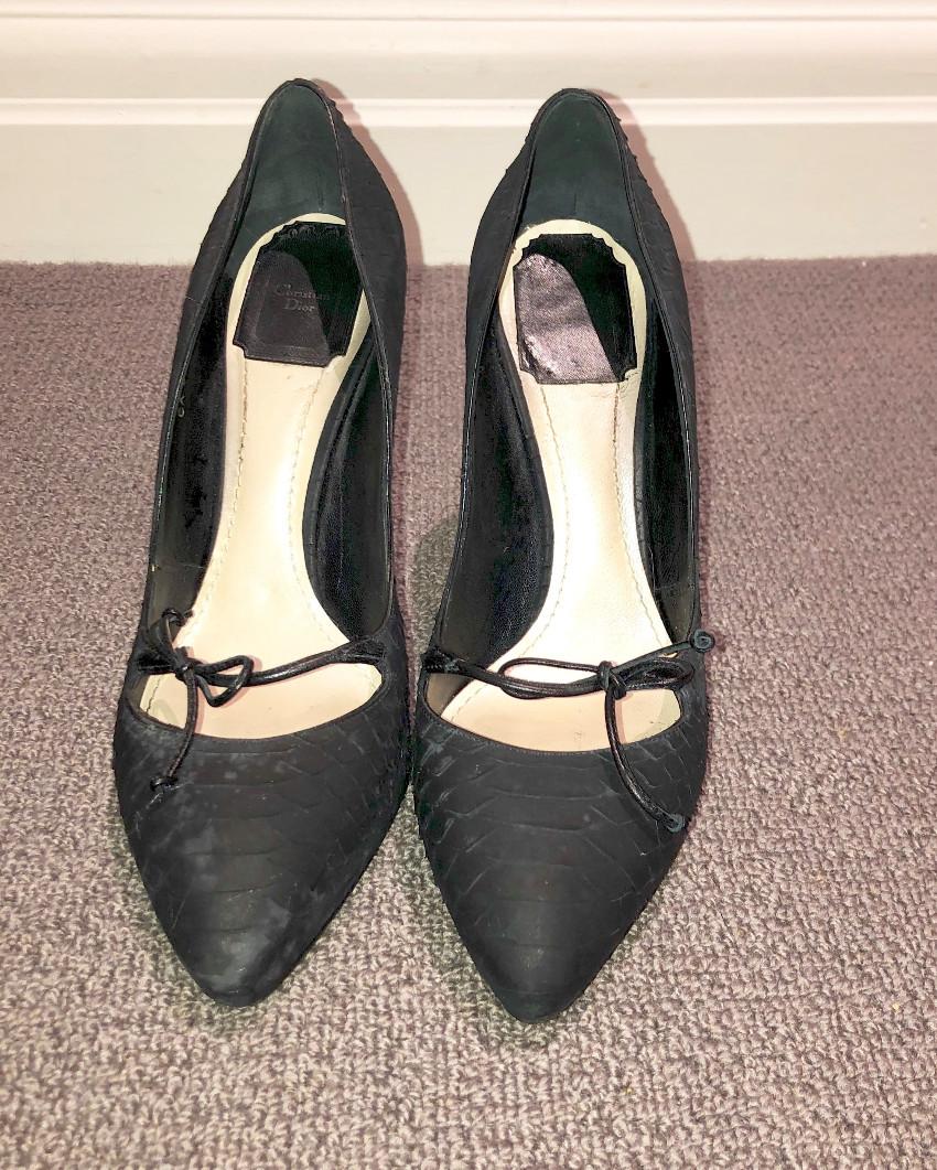Christian Dior Black Embossed Leather Pumps