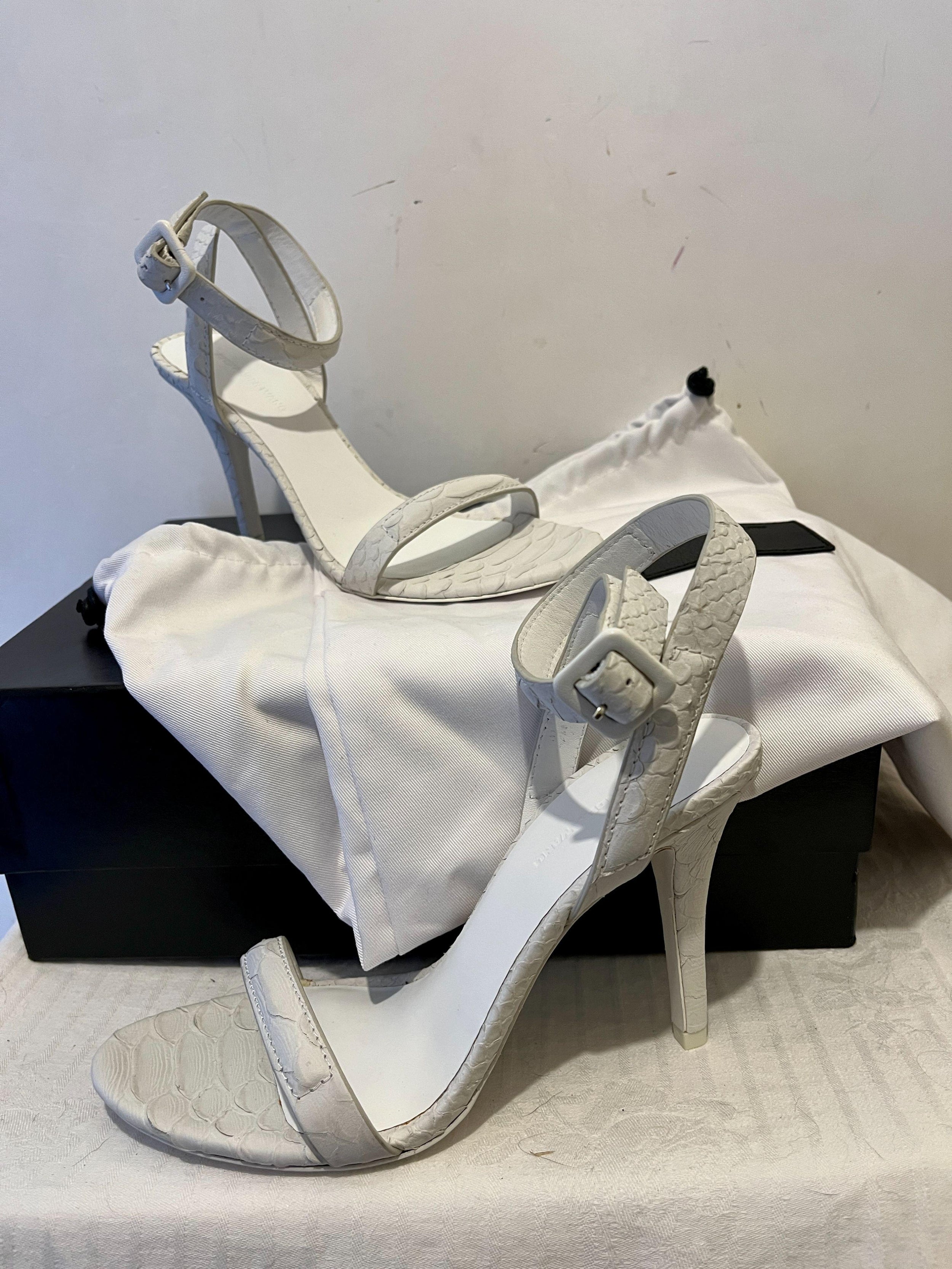 Antonia White Python Embossed Sandals