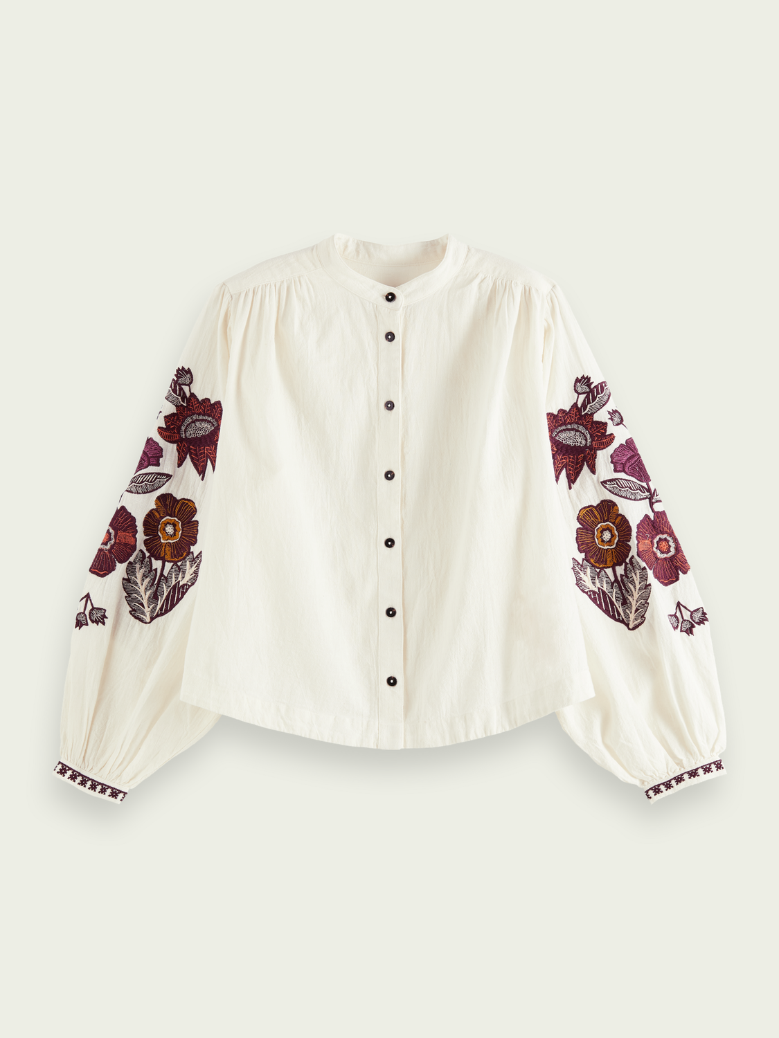Ivory floral embroidered blouse