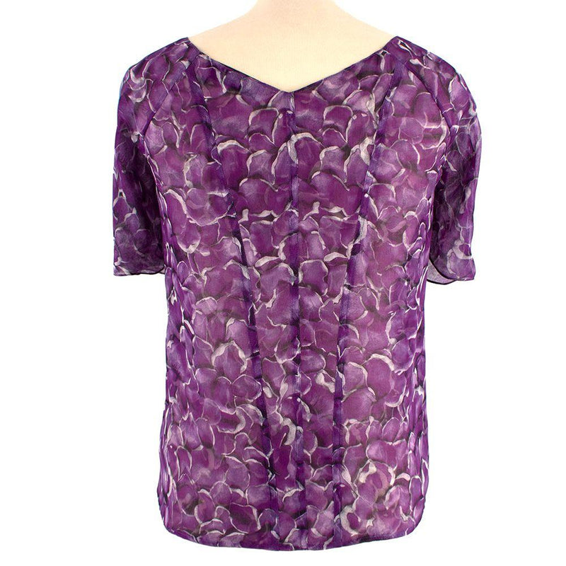YSL Purple Floral-print Silk Blouse