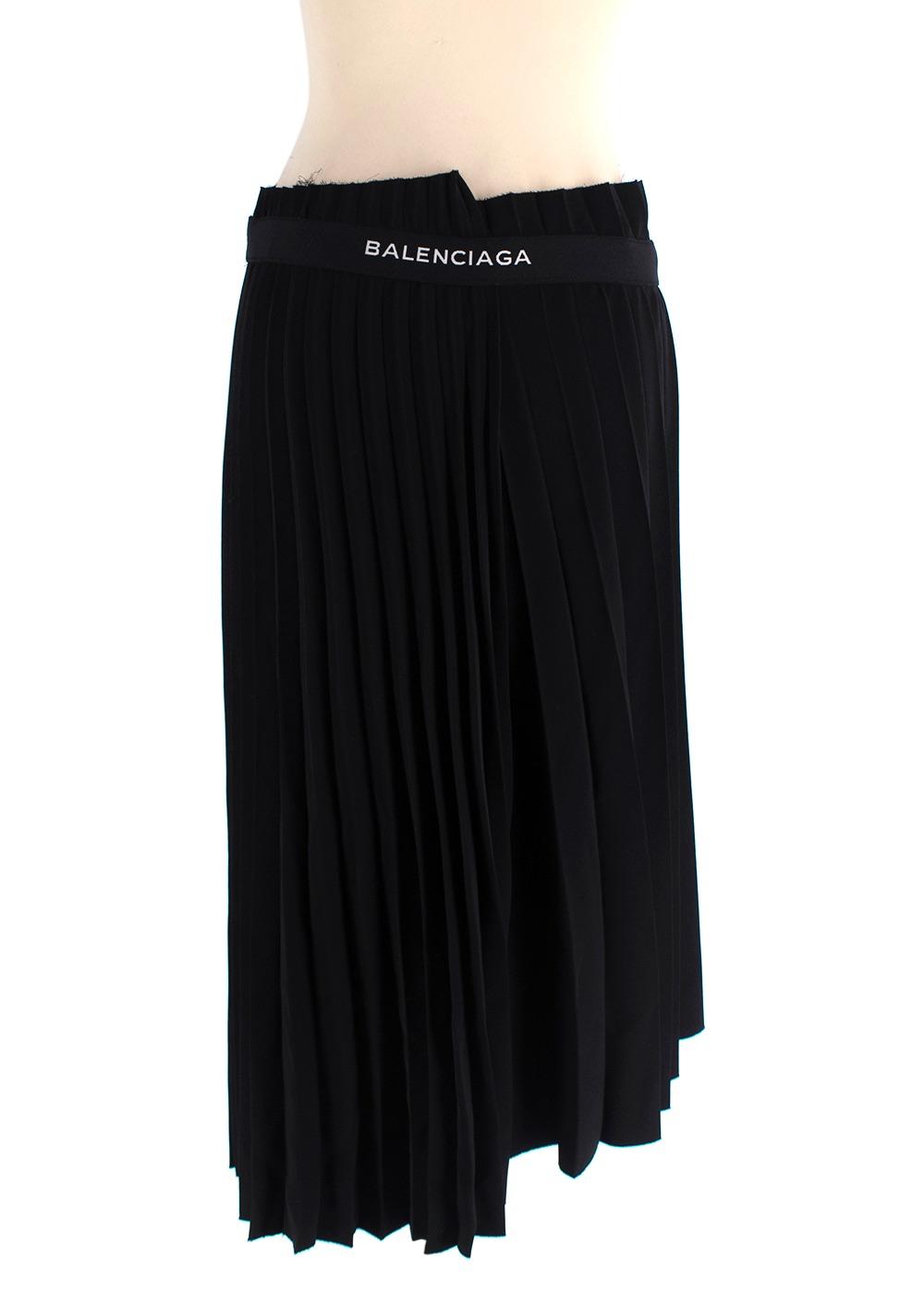 Balenciaga Black Pleated Asymmetric Skirt