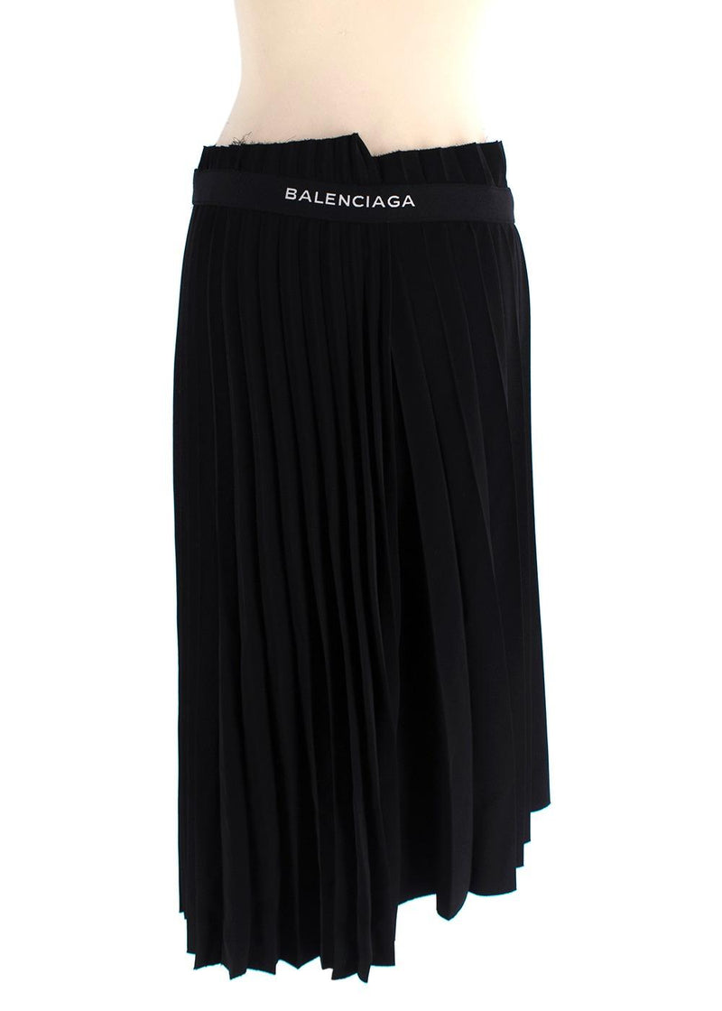 Balenciaga Black Pleated Asymmetric Skirt